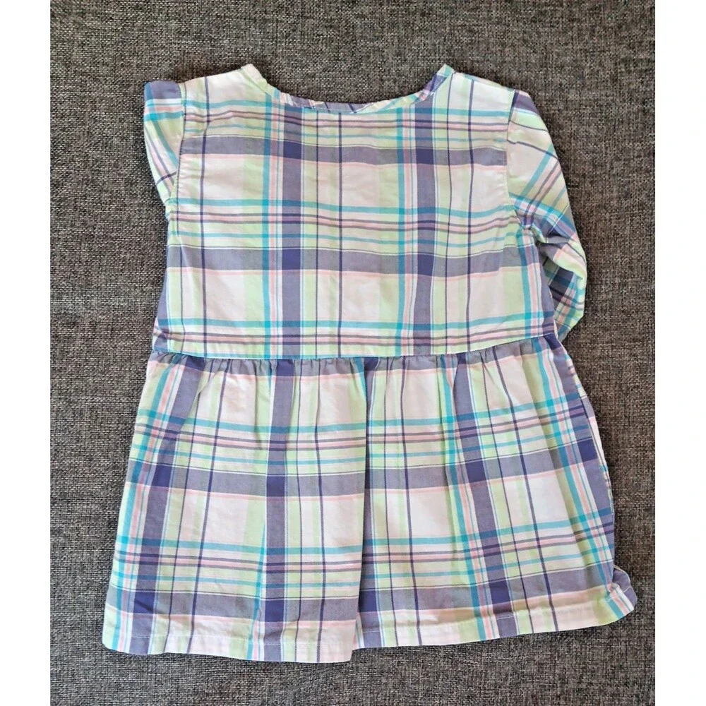 Carters Shirt Size 3T Girls Purple Green White Plaid Long Sleeve
